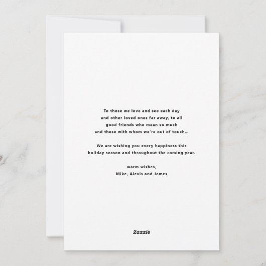 レッドミッモダンクスタイポグラフィメリークリスマスフォト シーズンカード (裏面)