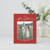 レッドミッモダンクスタイポグラフィメリークリスマスフォト シーズンポストカード (スタンド正面)