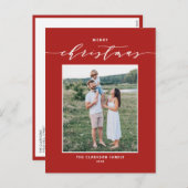 レッドミッモダンクスタイポグラフィメリークリスマスフォト シーズンポストカード (正面/裏面)