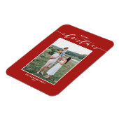 レッドミッモダンクスタイポグラフィメリークリスマスフォト マグネット (左側)