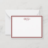 レッドミニマシンプルリストのモノグラム縁ど2 ノートカード (正面)