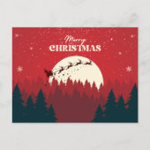 レッドミニマリストのクリスマスナイトシーン ポストカード (正面)