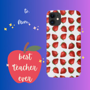 レッドミニマリストイチゴ背景パターン iPhone 11 ケース