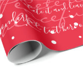  レッドミニマリストカスタムスクリプト文字降雪 ラッピングペーパー (ロールコーナー)