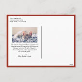 レッドミニマリストカラーブロックメリークリスマスフォト シーズンポストカード (裏面)