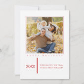 レッドミニマリストシック休日のフォトカード シーズンカード (正面)