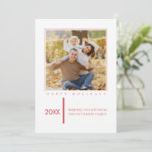 レッドミニマリストシック休日のフォトカード シーズンカード (スタンド正面)