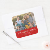 レッドミニマリストジョーラブピースホリデーフォト スクエアシール (封筒)