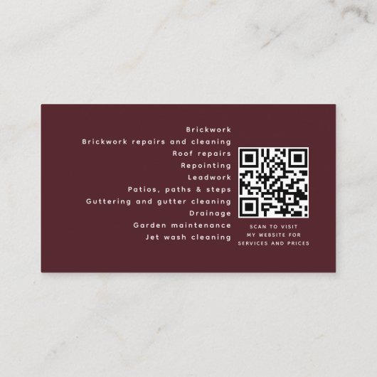 レッドミニマリストホーム建物建築QRコード 名刺 (裏面)