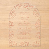 レッドミニマリストボタニカル結婚式招待状 アクリル招待状 (正面)