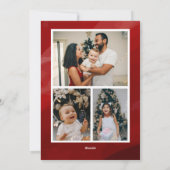 レッドミニマリスト写真コラージメリークリスマス シーズンカード (裏面)