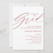 レッドミニマリスト卒業パーティー招待状 招待状 (正面)