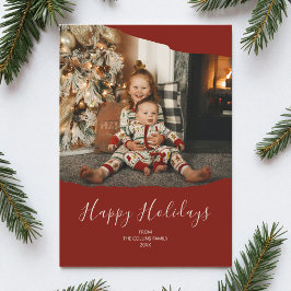 レッドミニマリスト2写真ハッピーホリデーズクリスマス シーズンカード