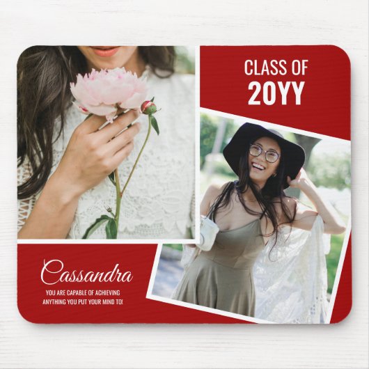 レッドミニマリスト2写真卒業 マウスパッド (正面)