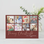レッドミニマリストMerry Christmas 9フォトコラージュ シーズンカード (スタンド正面)