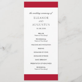 レッドミニマルクラシックシンプルエレガントウェディング プログラム