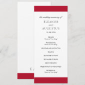 レッドミニマルクラシックシンプルエレガントウェディング プログラム (正面/裏面)