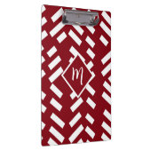 レッドミニマルストライプのリスト対角パターン、モノグラム クリップボード (右)