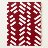 レッドミニマルストライプのリスト対角パターン、モノグラム プランナー手帳 (裏面)