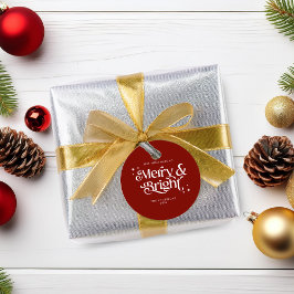 レッドミニマルメリーリストと明るいクリスマス フェイバータグ