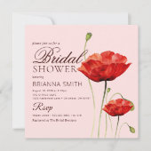 レッドミニマルラブバラブライダルシャワー 招待状 (正面)