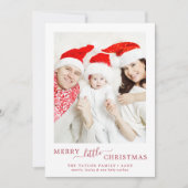 レッドミニマルリトルメリークリスマスポートレート誕生 シーズンカード (正面)