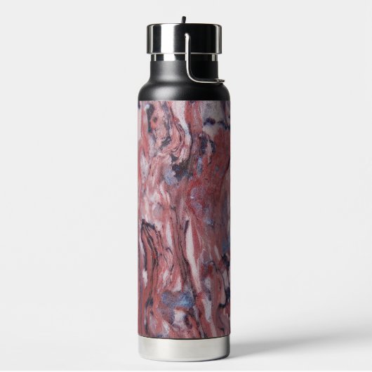 レッドミネラルストーン抽象芸術パターン ウォーターボトル (左面)