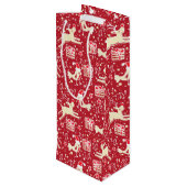 レッドミュージカルバード&トナカイのクリスマス抱き枕 ワインギフトバッグ (裏面アングル)