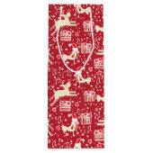 レッドミュージカルバード&トナカイのクリスマス抱き枕 ワインギフトバッグ (裏面)