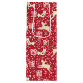 レッドミュージカルバード&トナカイのクリスマス抱き枕 ワインギフトバッグ (正面)