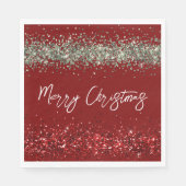 レッドミントグリーングリッタースパークルクリスマス スタンダードランチョンナプキン (正面)