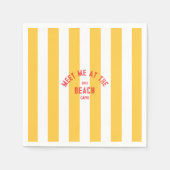 レッドミートザイエローカバナストライプビーチ スタンダードカクテルナプキン (正面)