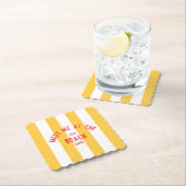 レッドミートザイエローカバナストライプビーチ ペーパーコースター (インサイチュ)