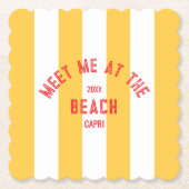 レッドミートザイエローカバナストライプビーチ ペーパーコースター (正面)