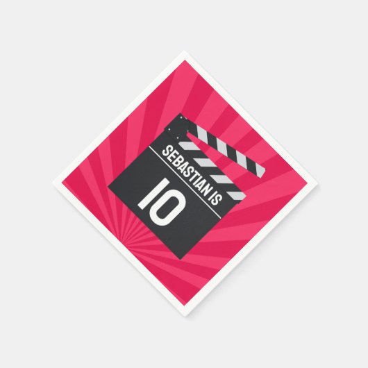 レッドムービーナイトクラッパーボード子供の誕生日パーティー スタンダードカクテルナプキン (角)