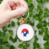 レッドムーンキーチェーン付きブルーイーグルシルエット キーホルダー (手)