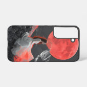 レッドムーンデジタルアートの下の崖の上の穏やかな女性 SAMSUNG GALAXYケース (裏面横)