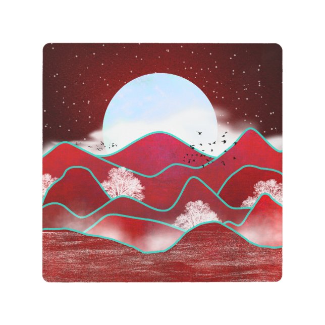 レッドムーンライズ メタルプリント (正面)