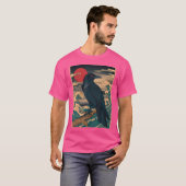 レッドムーンレイブン日本の-スタイルヴィンテージブラッククロウ Tシャツ (正面フル)