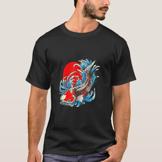 レッドムーン日本のコイ魚 Tシャツ (正面)
