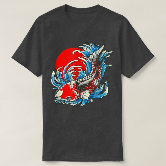 レッドムーン日本のコイ魚 Tシャツ (デザイン正面)
