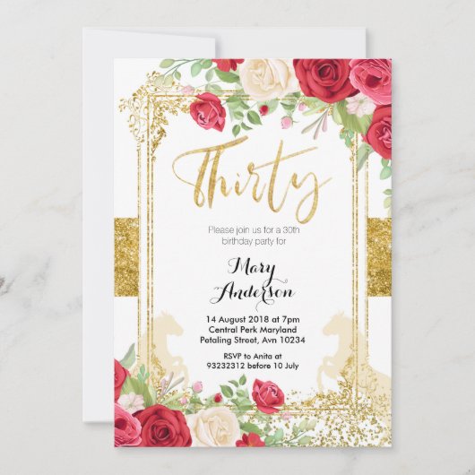 レッドメキシコフェスタフローラ30歳の誕生日 招待状 (正面)