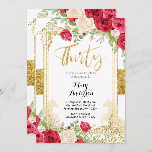 レッドメキシコフェスタフローラ30歳の誕生日 招待状 (正面/裏面)