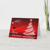 レッドメタリックきらめくクリスマスツリーカード シーズンカード (正面)