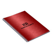 レッドメタリックカスタムテクスチャ文字 ノートブック (右側)