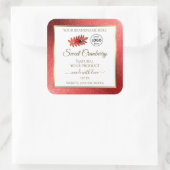 レッドメタリックグリッターホワイトプロダクトラベル追加ロゴ スクエアシール (バッグ)