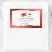 レッドメタリックグリッターホワイトプロダクトラベル追加ロゴ 長方形シール (バッグ)