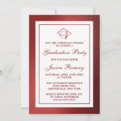 レッドメタリック卒業ハット卒業パーティー 招待状 (正面)