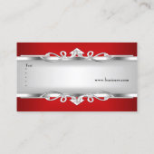 レッドメタルクロムルッエレガントクホワイトスタイルシルバー 名刺 (裏面)