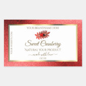 レッドメタルグリッターホワイトプロダクトラベルLadybug 長方形シール (正面)